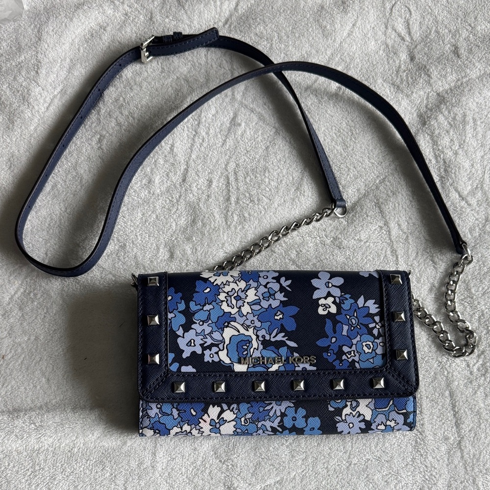 Michael Kors Navy and Floral Crossbody Bag